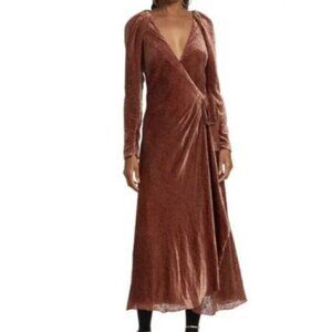 Tanya Taylor Sz 8 Dress Velvet Wrap Maxi Classic Luxury Party Goth Whimsygoth